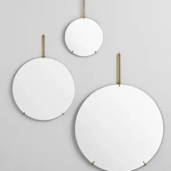 Wall Mirrors|Round Mirrors^MOEBE Wall mirror Ø 50 cm, brass Gold-colouredWhite