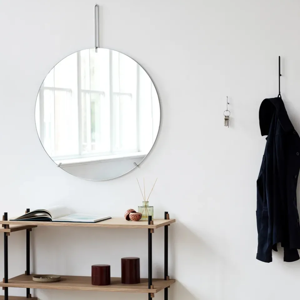 Outlet MOEBE wall mirror Ø 70 cm, Chrome White