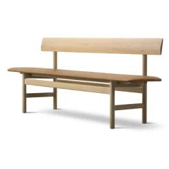 Outlet Fredericia Furniture Mogensen 3171 bench, Leather omni 307-waxed oak BeigeBrown