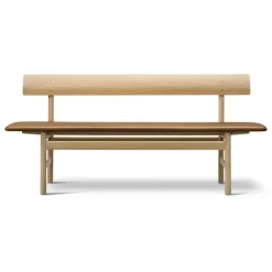 Outlet Fredericia Furniture Mogensen 3171 bench, Leather omni 307-waxed oak BeigeBrown