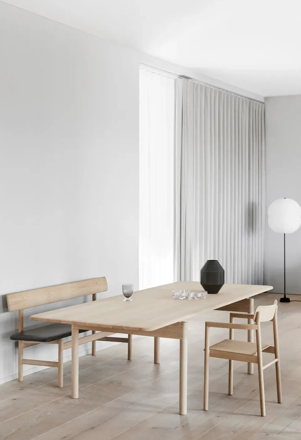 Outlet Fredericia Furniture Mogensen 3171 bench, Leather omni 307-waxed oak BeigeBrown