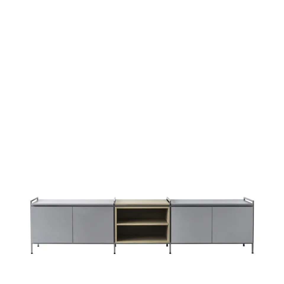 Outlet Zweed Molto Låg side table, /oak, 3 sections Grey