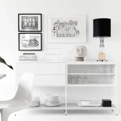 New Zweed Molto Medium side table, , 2 sections with display case White