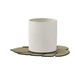 LIND DNA Monstera Leaf Nupo coaster, Herbal dust Beige