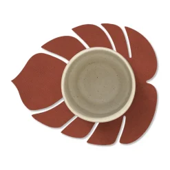 Coasters^LIND DNA Monstera Leaf Nupo coaster, Sienna Red