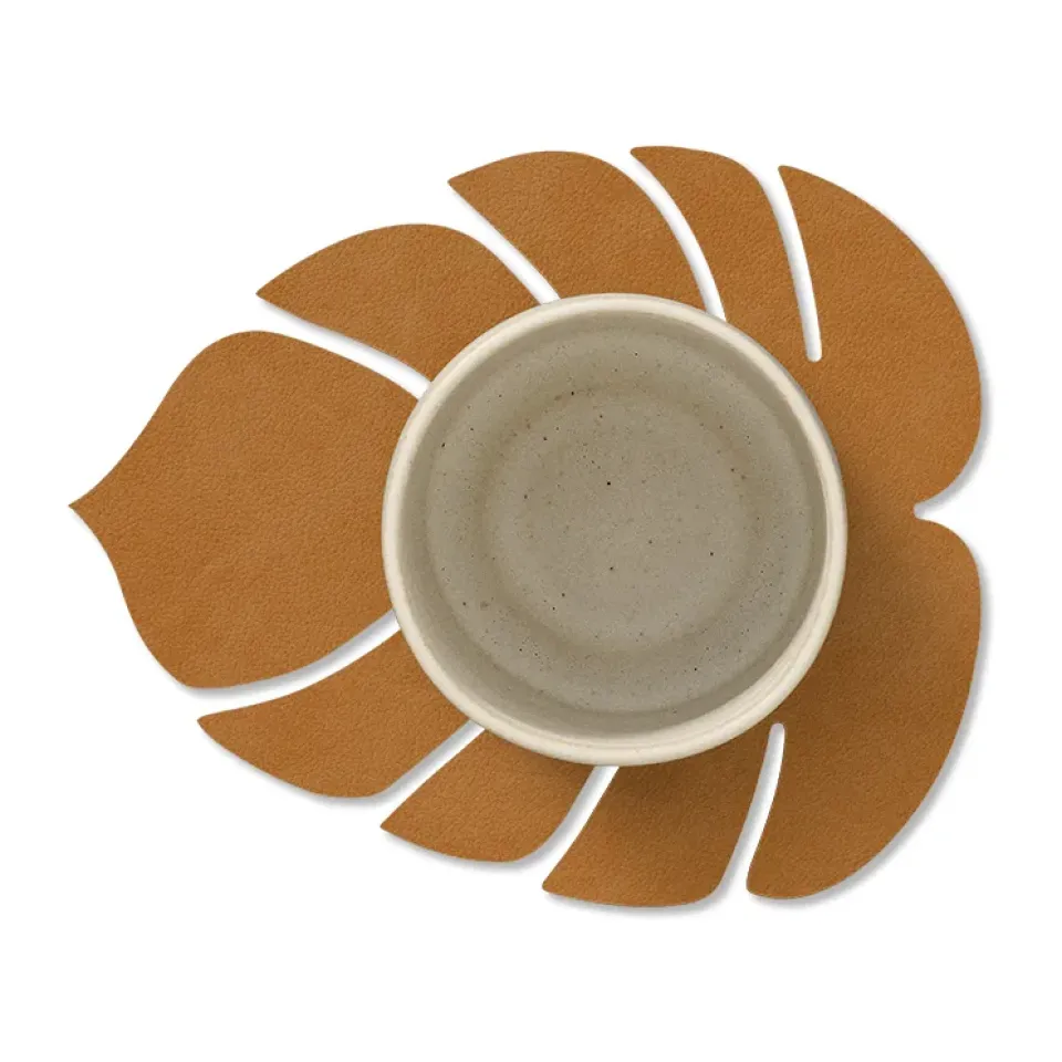 LIND DNA Monstera Leaf Nupo coaster, Burned curry Yellow