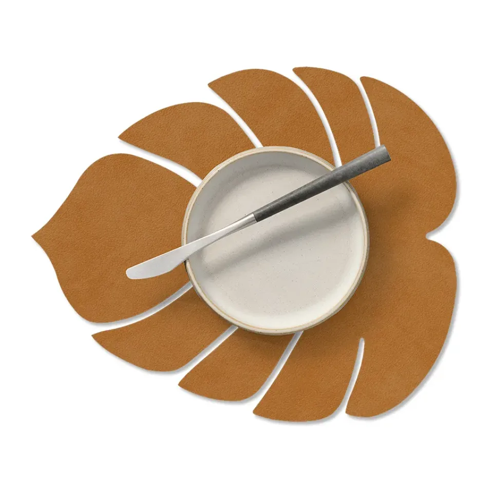 Best LIND DNA Monstera Leaf Nupo placemat S, Burned curry Yellow