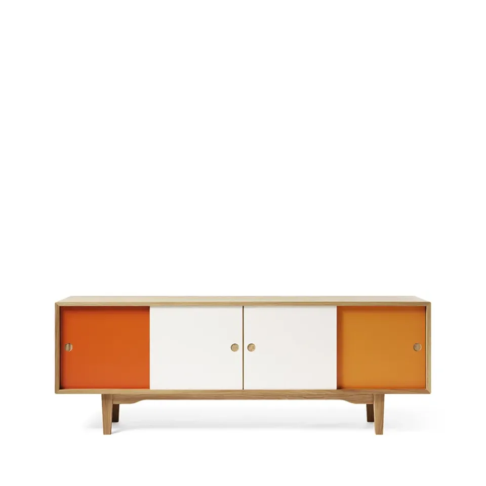 Outlet Zweed Moodi 180 side table, /white, oak structure Orange