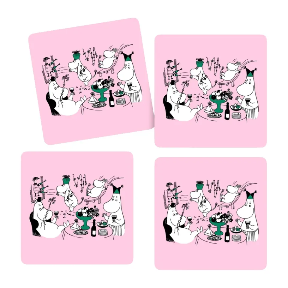 Clearance Opto Design Moomin 80 glass coasters 9x9 cm 4-pack, Pink