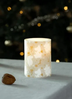 Muurla Moomin block candle LED 10 cm, Sparkling stars Beige