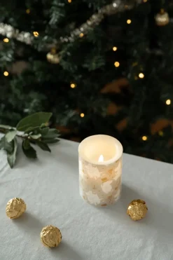 Muurla Moomin block candle LED 10 cm, Sparkling stars Beige