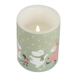 Led-Candles^Muurla Moomin block candle LED 12,5 cm, Festive spirits Green
