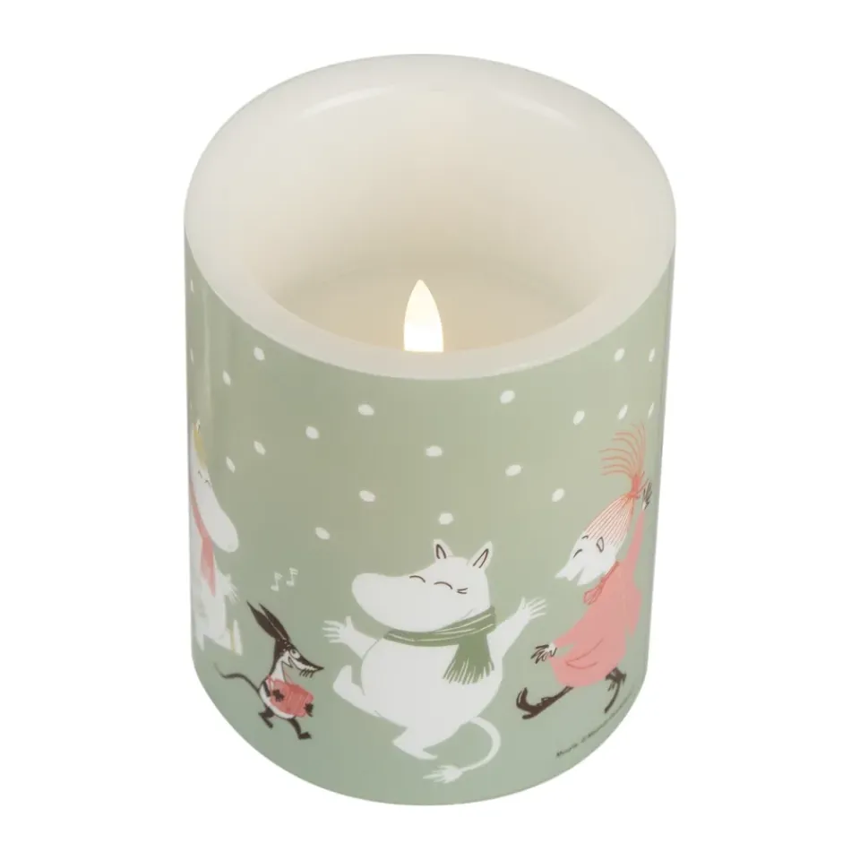 Led-Candles^Muurla Moomin block candle LED 12,5 cm, Festive spirits Green
