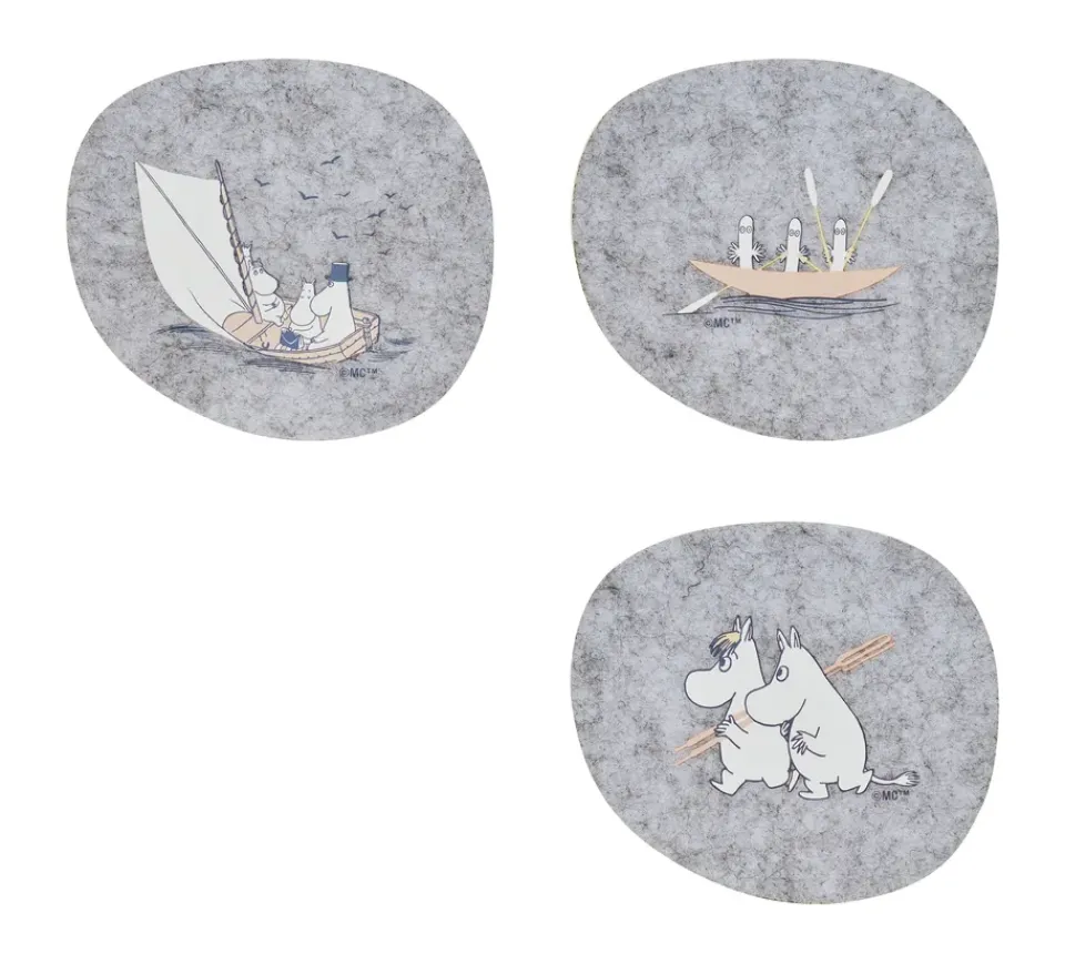 Discount Muurla Moomin coaster 9.5x11 cm 4 pieces, Sailors Grey
