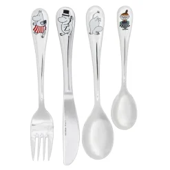 Children's Cutlery|Cutlery Sets^Hackman Moomin cutlery childrens set 4-pack, family Silver-coloured