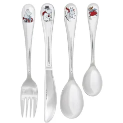 Children's Cutlery|Children's Tableware^Hackman Moomin cutlery childrens set 4-pack, winter Silver-coloured