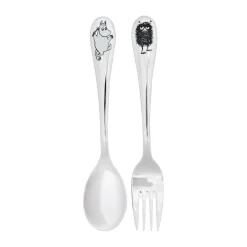 Children's Cutlery|Cutlery Sets^Hackman Moomin cutlery childrens set 2-pack, Mumintrollet & stinky Silver-coloured