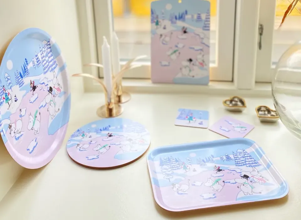 Clearance Opto Design Moomin cutting board winter 2022 20x30 cm, Blue-white-pink BlueWhitePink