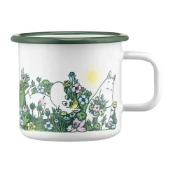 New Muurla Moomin enamel mug 37 cl, In the garden White