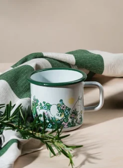 New Muurla Moomin enamel mug 37 cl, In the garden White