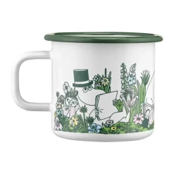 New Muurla Moomin enamel mug 37 cl, In the garden White