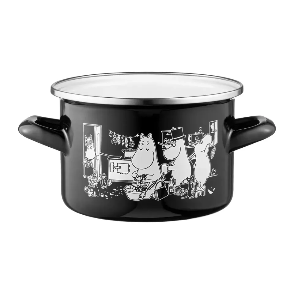 New Muurla Moomin enamel pot tall lid 1.5 L, The Kitchen Black