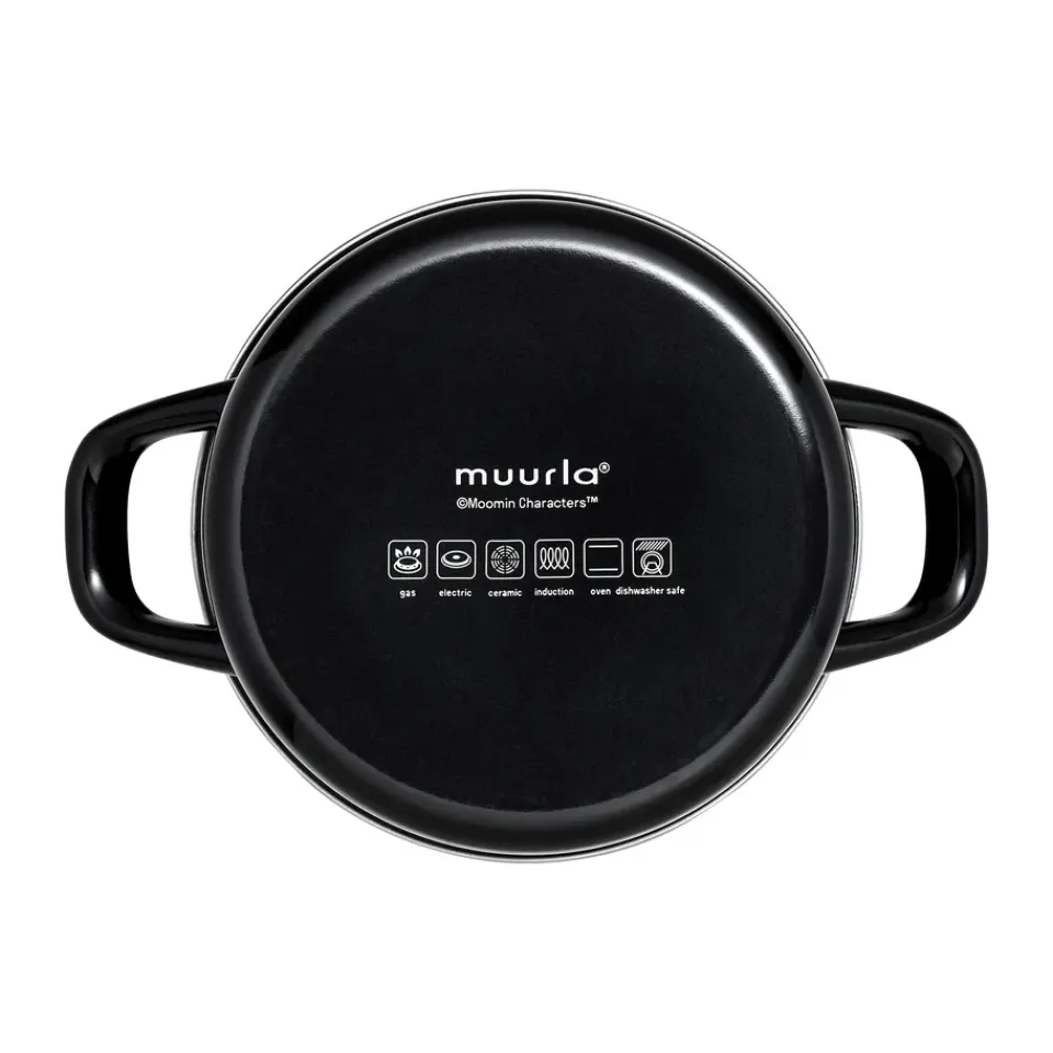 New Muurla Moomin enamel pot tall lid 1.5 L, The Kitchen Black