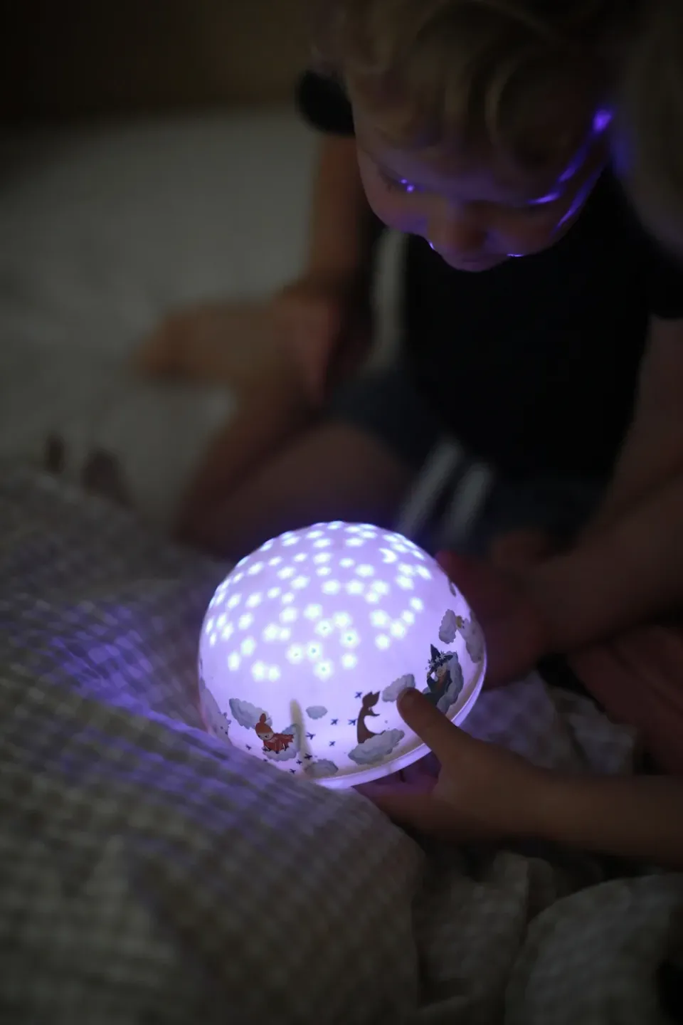 Best Rätt Start Moomin night lamp with starry sky and music, Yellow