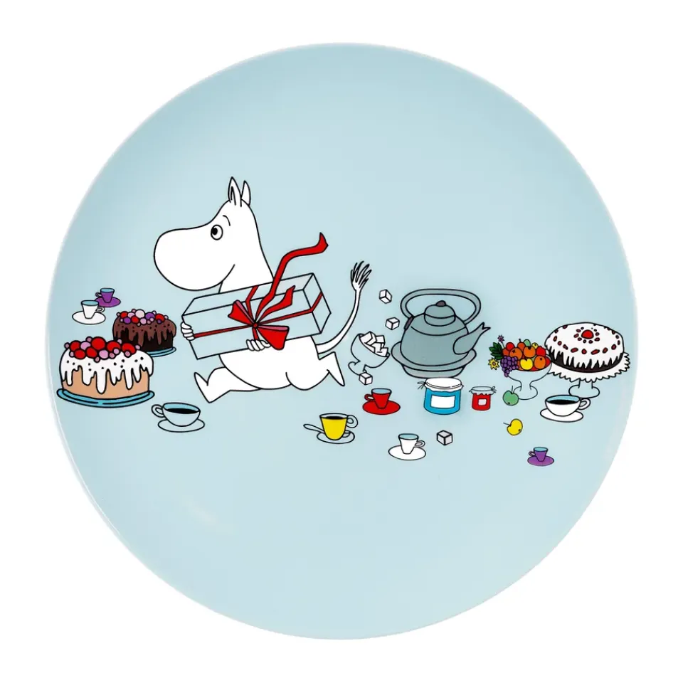 Clearance Rätt Start Moomin Picnic flat plate Ø19.5 cm, Light Blue