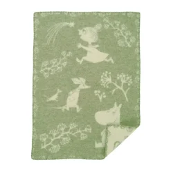 Baby Blankets^Klippan Yllefabrik Moomin Winterland baby blanket 65x90 cm, Frost Green