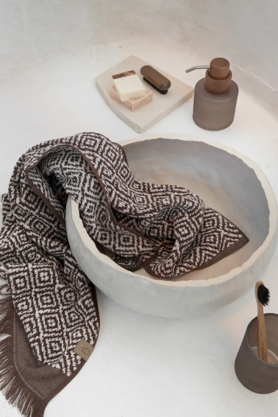Bath Sheets^Mette Ditmer Morocco towel 70x135 cm, Chocolate-off-white Brown