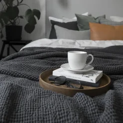 Hot Scandi Living Moss bed spread 260x260 cm, charcoal Grey