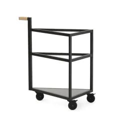 Hot A2 Move serving trolley, stained oak, big, marble marquina, glass Black