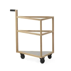 Serving Trolleys^A2 Move serving trolley, White oiled oak, big, marble marquina, glass Beige