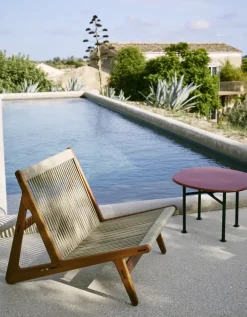 Outdoor Lounge Furniture^GUBI MR01 Initial outdoor lounge chair, Oiled iroko wood Brown