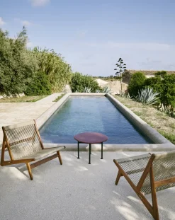 Outdoor Lounge Furniture^GUBI MR01 Initial outdoor lounge chair, Oiled iroko wood Brown