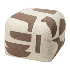 Online Broste Copenhagen Mundo pouf 38 cm, Kangaroo brown-off white BrownBeige