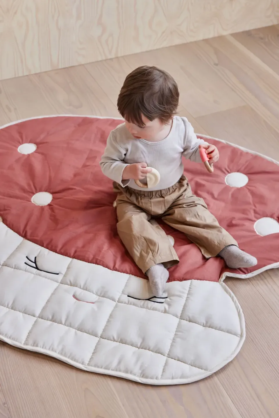 Best OYOY Mushroom quilted blanket, Offwhite-red WhiteRed