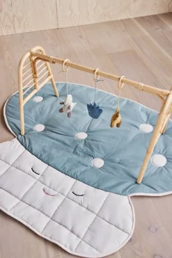 Baby Blankets^OYOY Mushroom quilted blanket, Off-white-Pale blue WhiteBlue