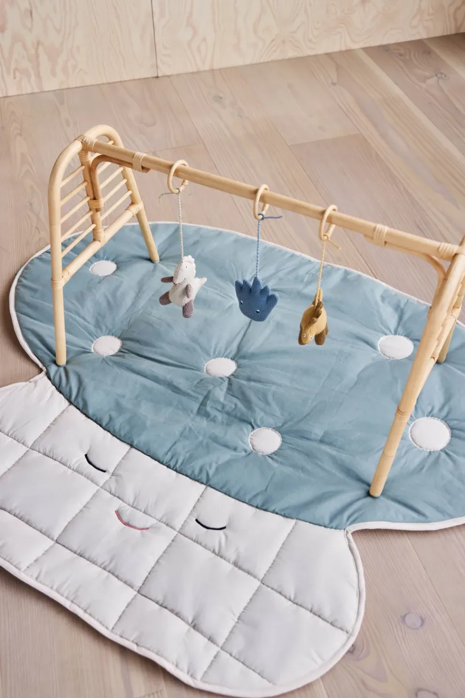 Baby Blankets^OYOY Mushroom quilted blanket, Off-white-Pale blue WhiteBlue