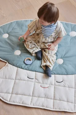 Baby Blankets^OYOY Mushroom quilted blanket, Off-white-Pale blue WhiteBlue