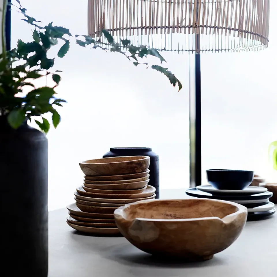 New MUUBS teak salad bowl 30 cm, Nature Beige