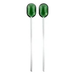Salad Servers^Muurla salad cutlery glass 2-pack, Green-clear GreenTransparent