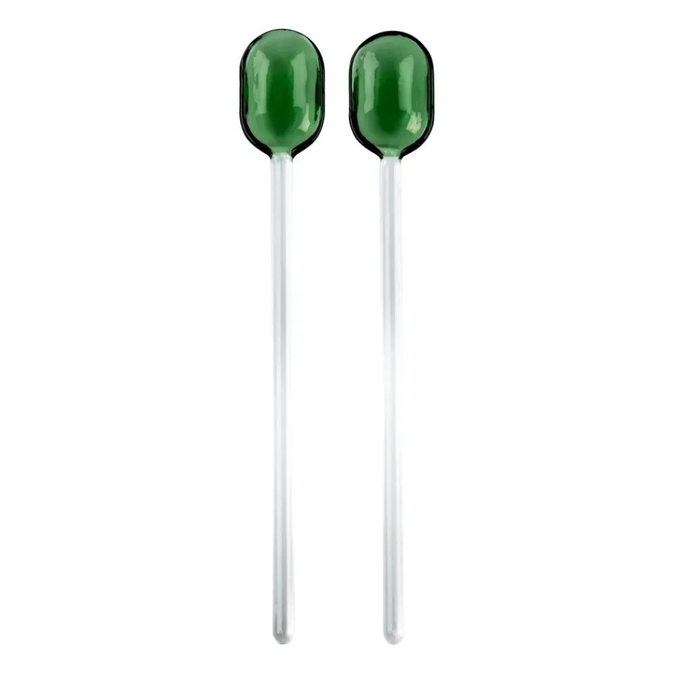 Salad Servers^Muurla salad cutlery glass 2-pack, Green-clear GreenTransparent
