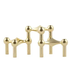 Candle Holders^STOFF Nagel candle holder, brass Gold-coloured