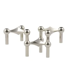 Candle Holders^STOFF Nagel candle holder, chrome Silver-coloured