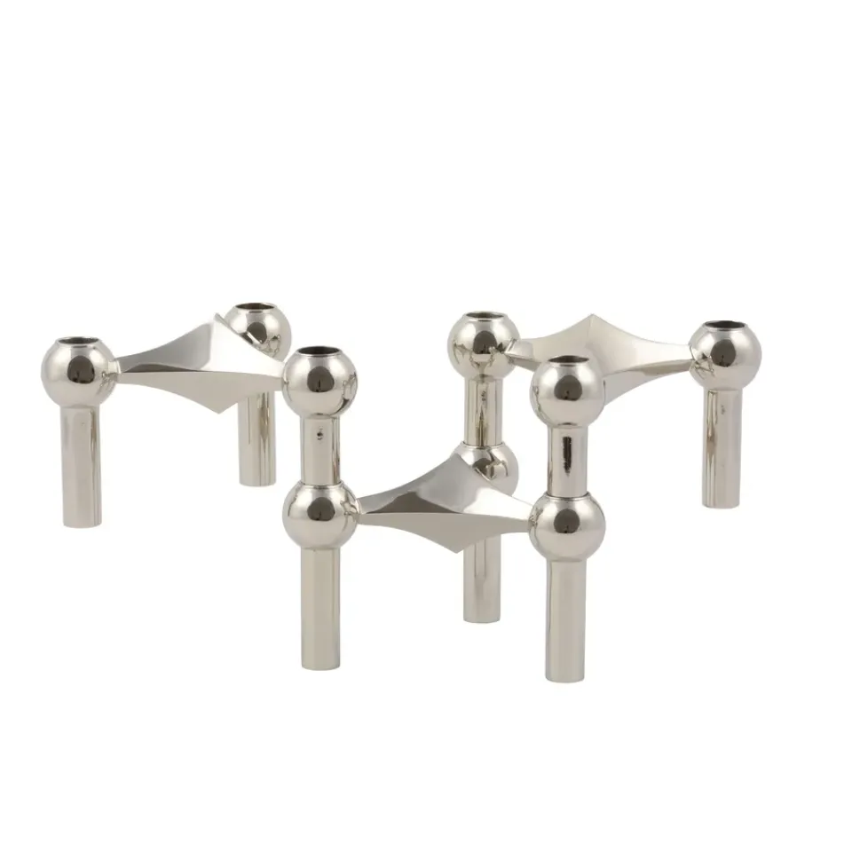 Candle Holders^STOFF Nagel candle holder, chrome Silver-coloured