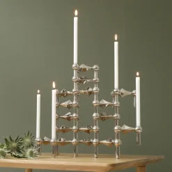 Candle Holders^STOFF Nagel candle holder, chrome Silver-coloured