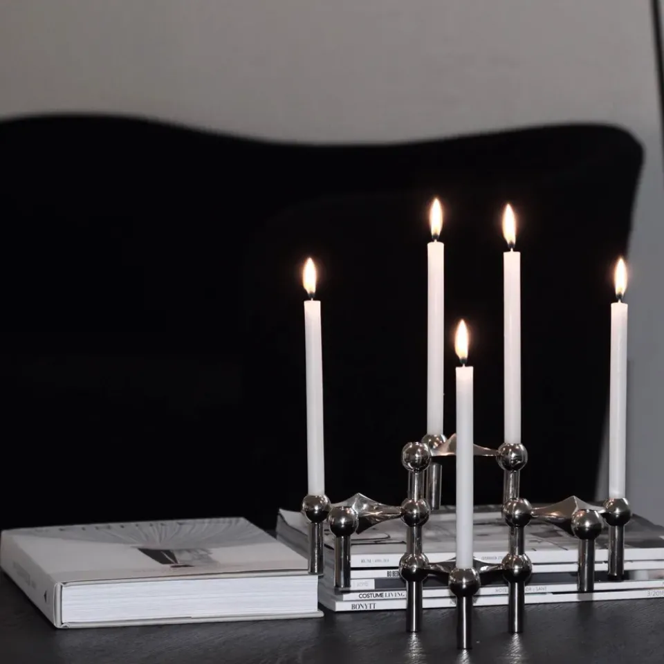 Candle Holders^STOFF Nagel candle holder, chrome Silver-coloured