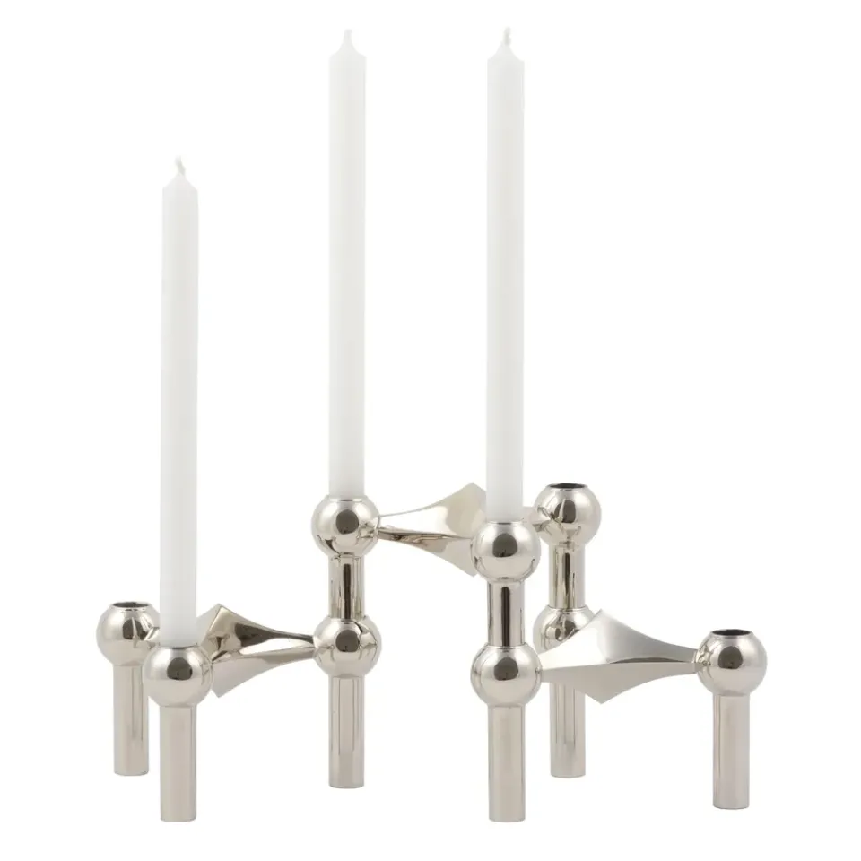 Candle Holders^STOFF Nagel candle holder, chrome Silver-coloured